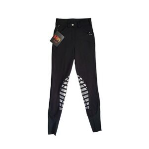 New HR Farm Womens 22 Equestrian Pants‎ Full Seat Grip Breeches Jodhpers Black